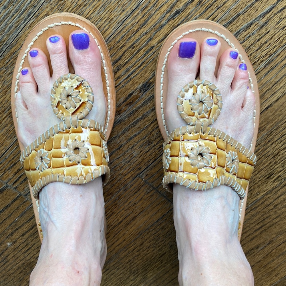 Jack Rogers shiny croc-embossed sandals - Picture 2 of 4